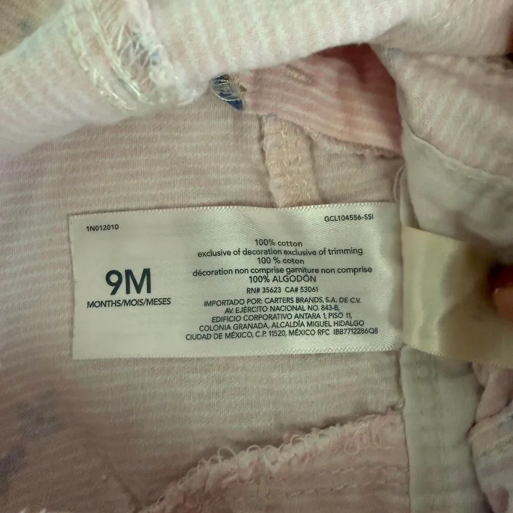 OshKosh B’gosh Baby Girl Pink Floral Short Overalls | 9 Months